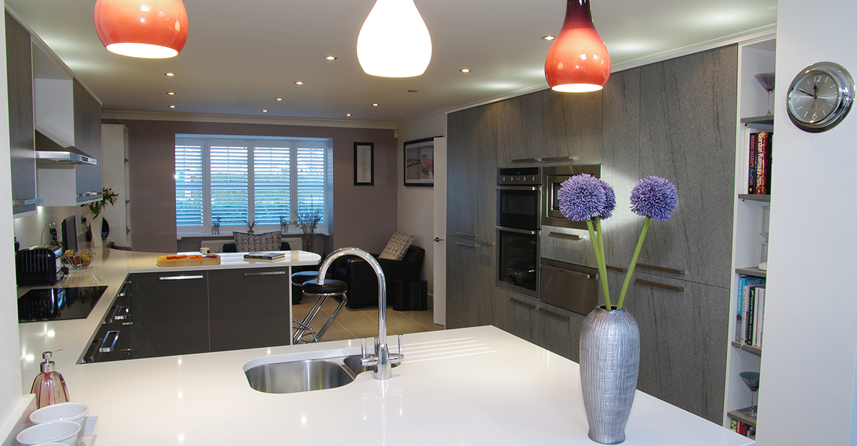 dark grey and gloss modern kitchen uk
